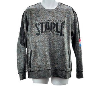 STAPLE WORLD RENOWN PIGEON BRAND Mens Logo Quilted Tweed SweatShirt Size XL